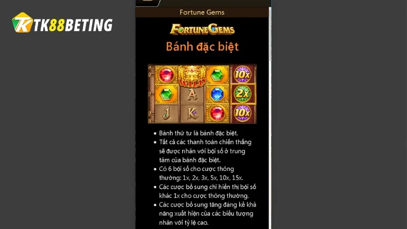 Bánh đặc biệt của Fortune Gems mang đến bội số hấp dẫn cho người chơi