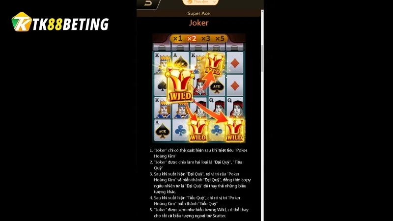 Biểu tượng Joker trong Super Ace giúp tăng phần thưởng