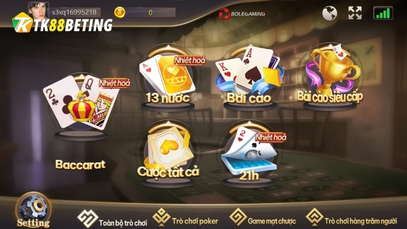 Hướng Dẫn Tham Gia Tại Sảnh Game Bài Bole Gaming TK 88