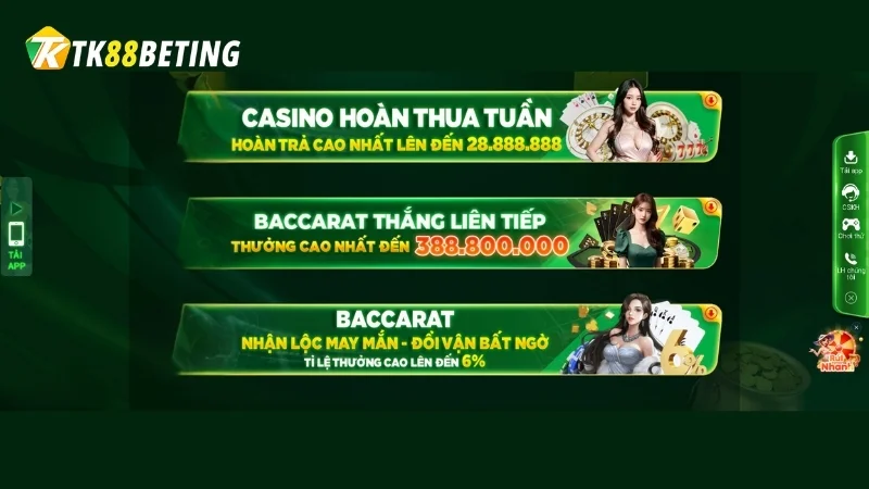 Nhà cái TK88 mang đến nhiều ưu đãi khủng tại sảnh ON Casino